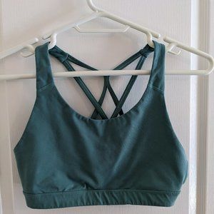 Teal sports bra, unlined, strappy back, Old Navy Active, Large